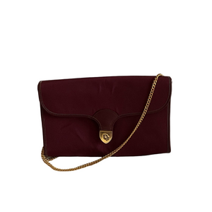 Dior Burgundy Monogram Coated Canvas, Chain Envelope Clutch with Gold Accent